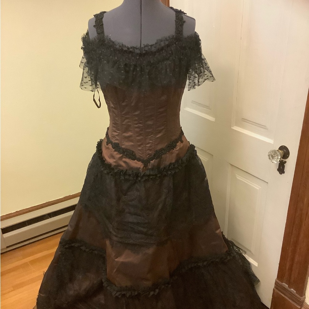 Copper / Brown Embellished Victorian Ballgown